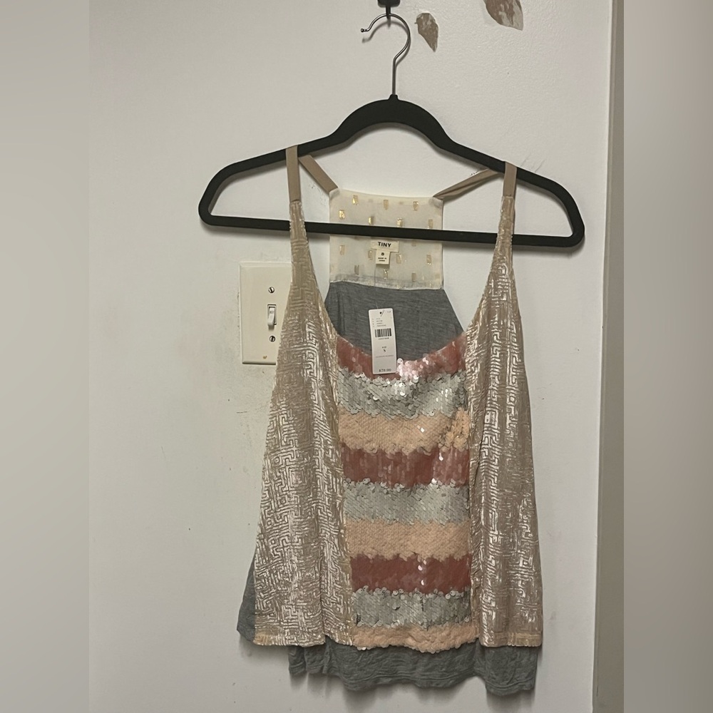 Anthropology Tiny Sequin Tank Top